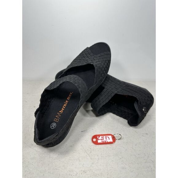 Bernie Mev Pull-On Mary Jane Mid Wedges Black 39-8 - Picture 1 of 7